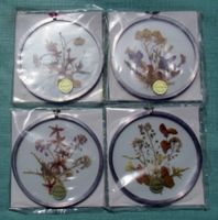 4 Glasbilder "Wiesengrund" Ø12cm, Handarbeit, Exklusiv