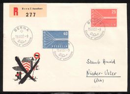 1957 Europamarken auf FDC italienisch "BERNA 15.VII.57"