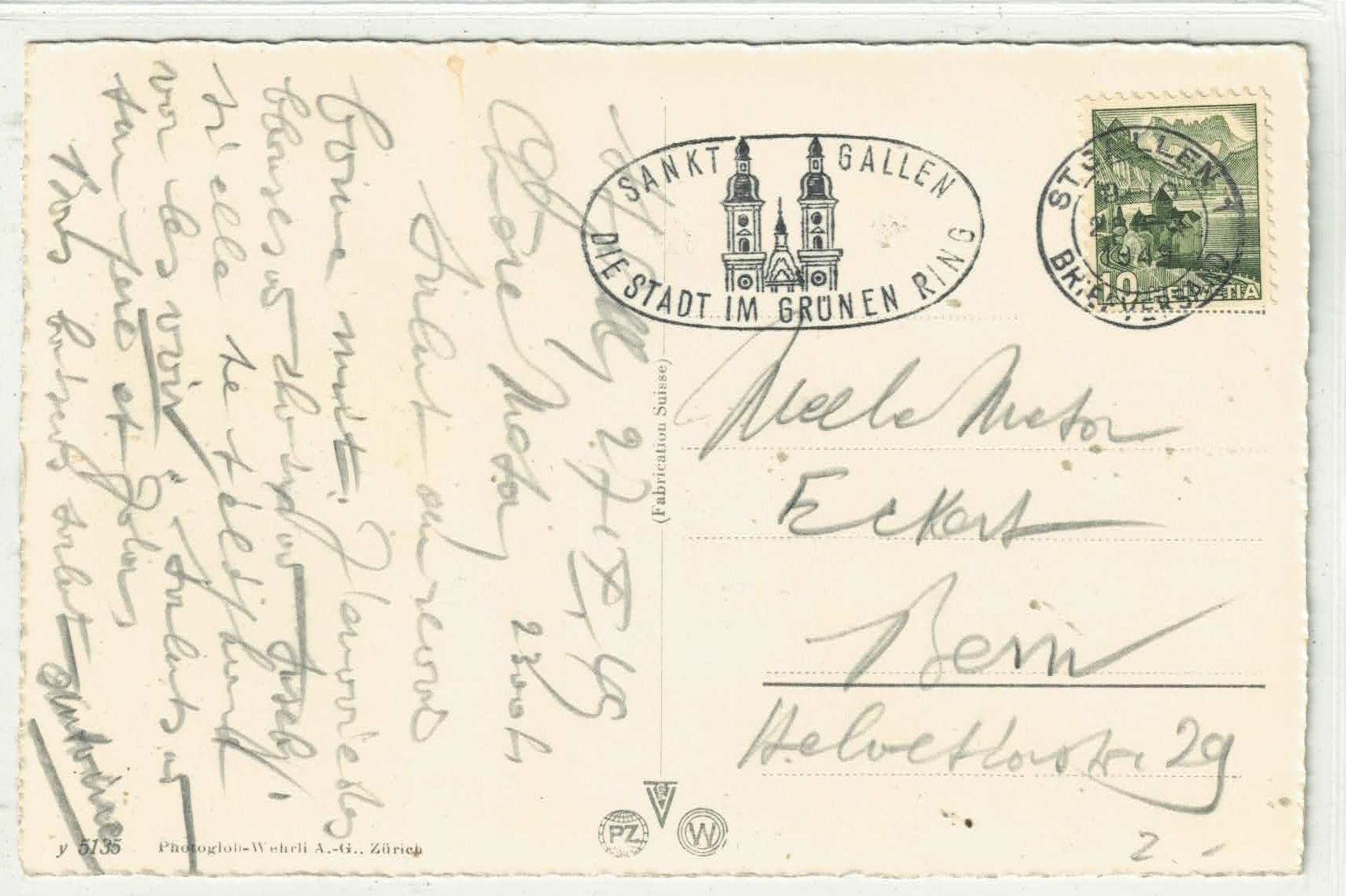 Cartoline postali: St. Gallen mit Säntis – Usato da Ettingen venduto da Kartenplanet 1