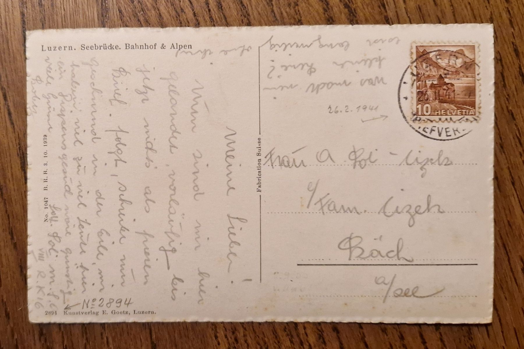 Cartoline postali: Luzern, Seebrücke, Oldtimer 1941 – Usato da Ebikon venduto da Donar50 2
