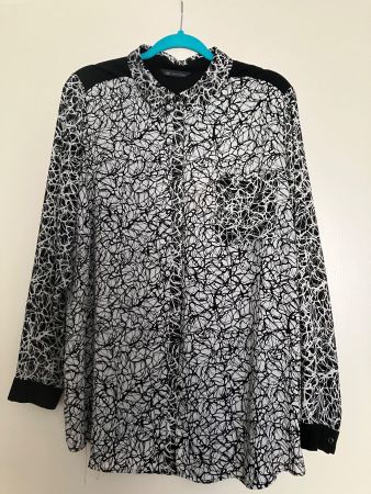 Damen Bluse schwarz weiss Gr. 50 XXL M&S Collection