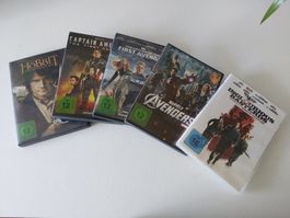 DVD Set 5 Filme Hobbit Marvel Avengers Inglourious Basterds