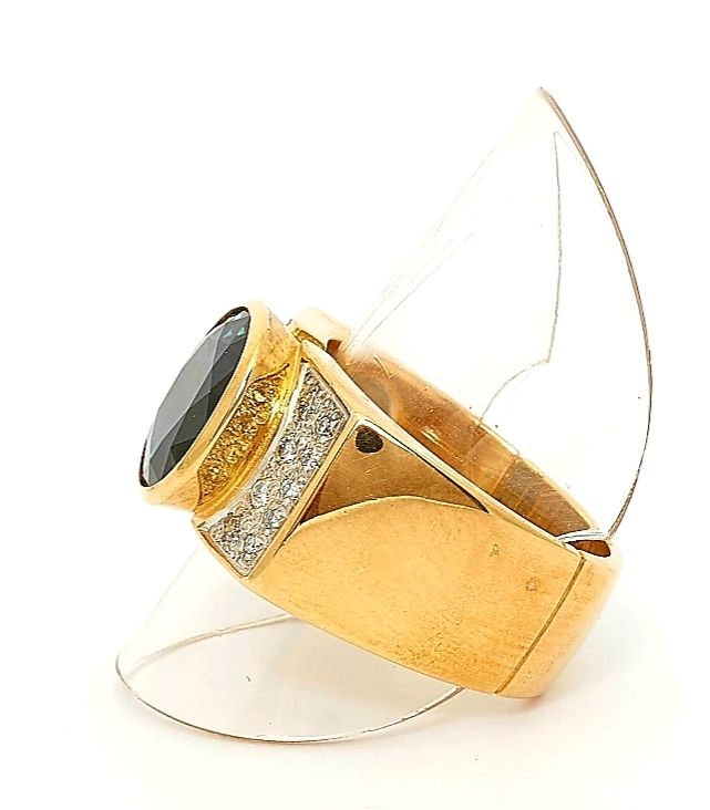 Saphir - Dimant - Ring, Gelb u. Weissgold 18 Karat | Kaufen auf Ricardo