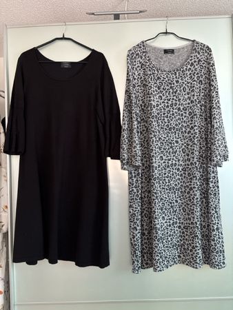 Zwei Damen Kleider schwarz und gemustert XL