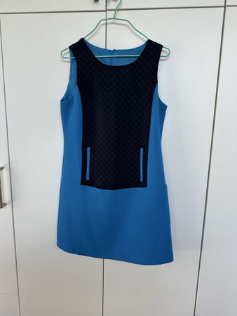 Blaues elegantes Etuikleid Gr. 34/36, fester Stoff