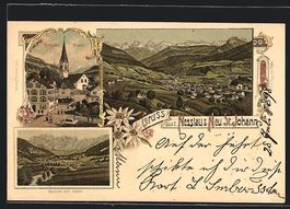 Litho Nesslau, Dorfplatz, Ortsansicht au