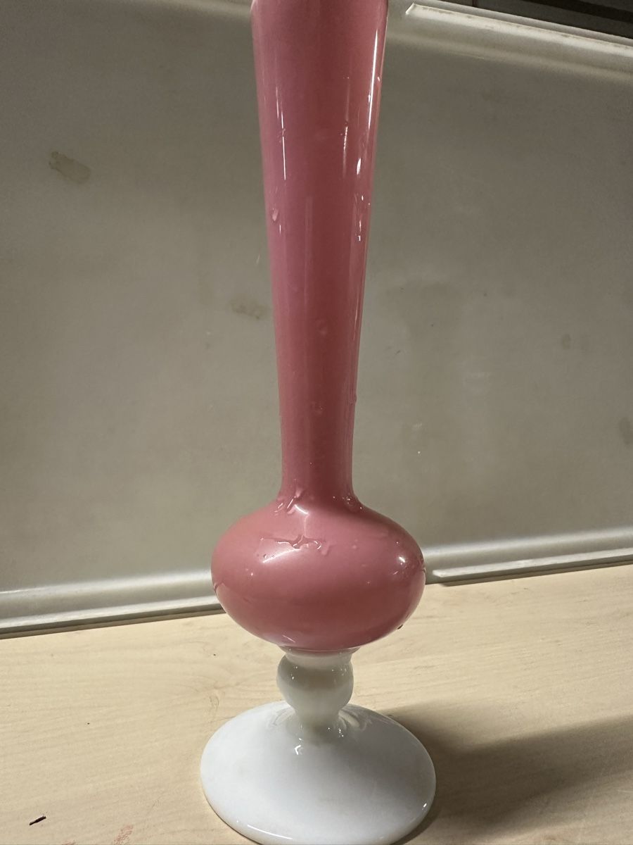 Vasen & Gefässe: Vase vintage rose et blanc 27cm – Gebraucht aus Lausanne von artnouveau04 1