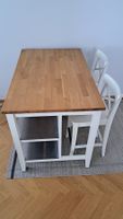 Küchentisch mit Regal Holz/Weiss mit zwei Stühlen