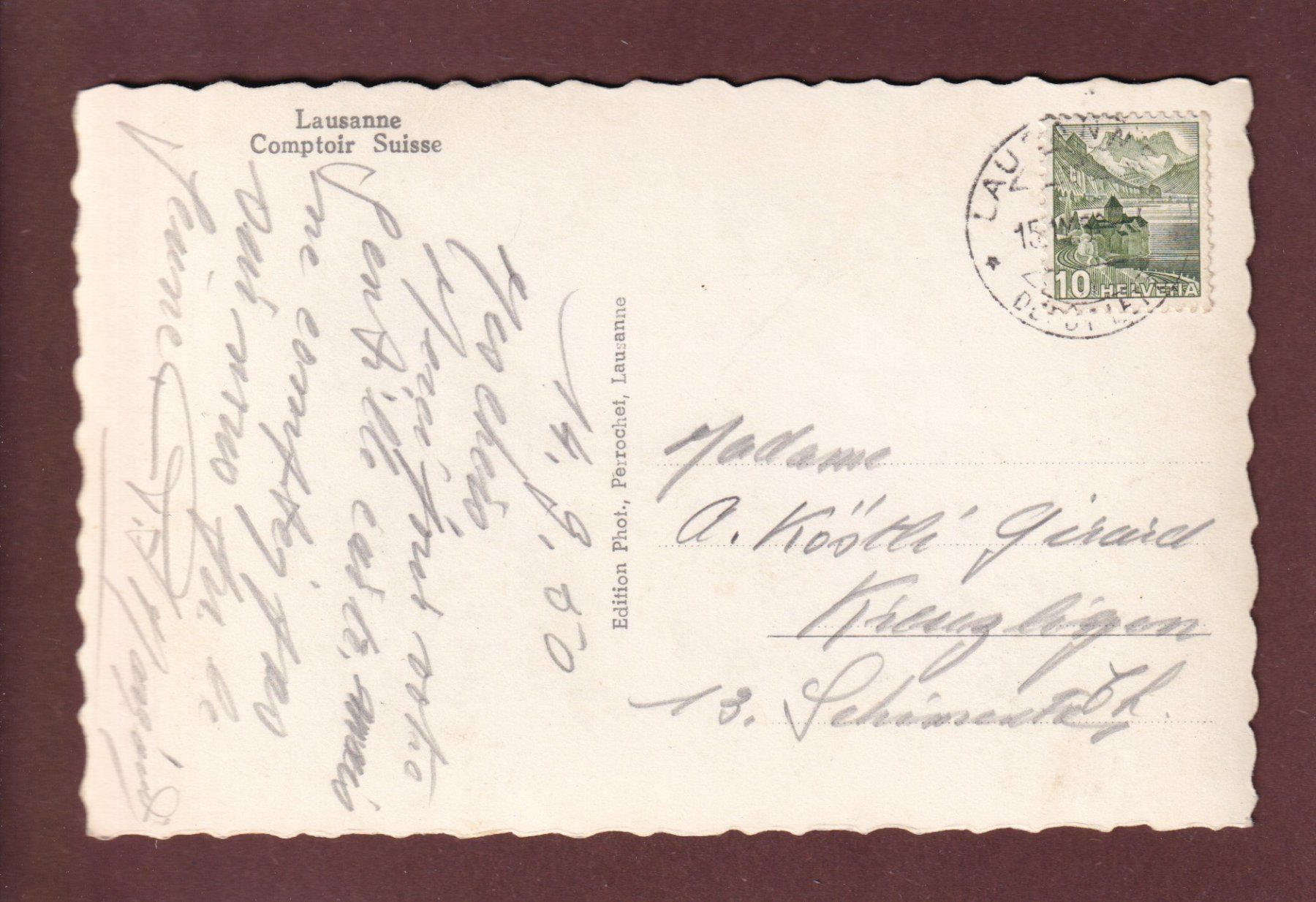 Cartoline postali: LAUSANNE - Comptoir Suisse - 1950 – Usato da Pully venduto da nicecards 1