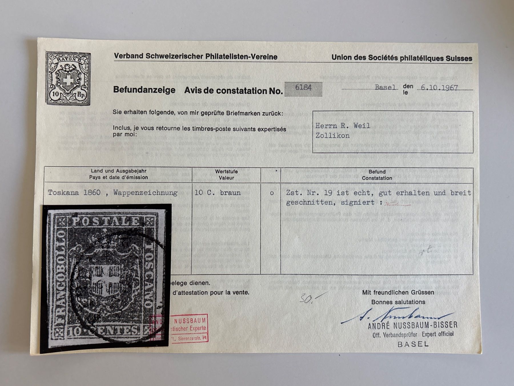 Tutti i francobolli: Marken Toskana / Parma – Usato da Adliswil venduto da derrick0825 2