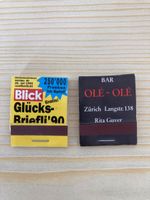 Vintage Zündhölzer: Blick Glücksbriefli 90 & Olé Olé Bar ZH