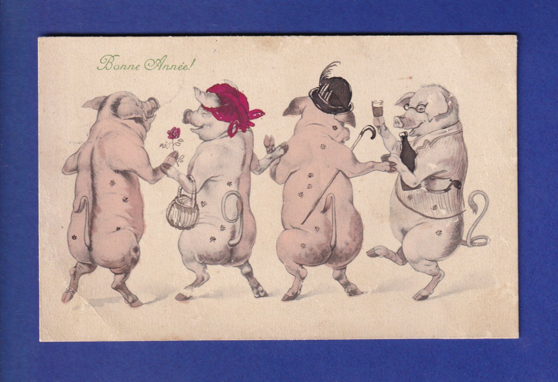 Cartoline postali: COCHON - Bonne Année // pli // – Usato da Pully venduto da nicecards-shop
