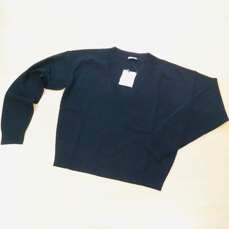 Marella Fein Strick Pullover V Ausschnitt schwarz Gr 40