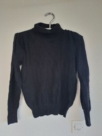Schwarzer vintage Pullover aus Lammwolle/Angora Gr S