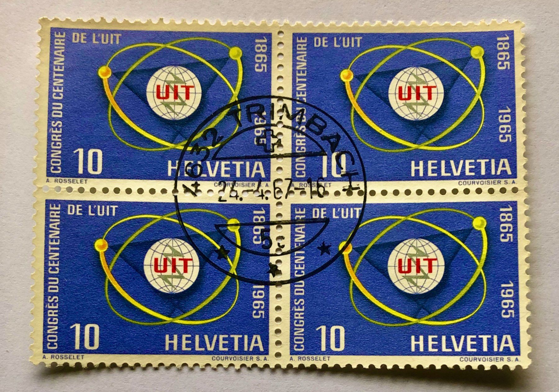 Tutti i francobolli: 4er Block Nr.436 Stempelt Trimbach 1965    – Usato da Aarau venduto da Billa007