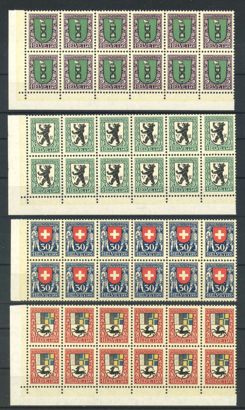 Tutti i francobolli: 1925, Pro Juventute, Zwölferblöcke ** – Nuovo (secondo la descrizione) da Willisau venduto da Vollstempel