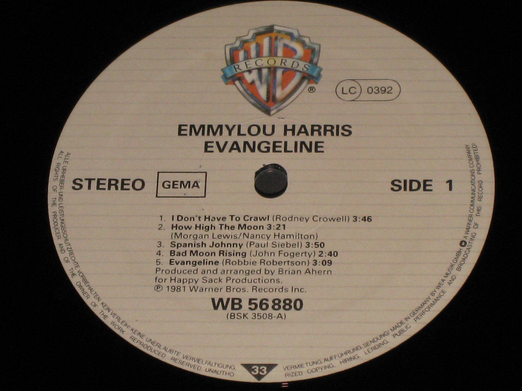 Schallplatten: LP - EMMYLOU HARRIS - EVANGELINE – Gebraucht aus Steckborn von Quo7 1