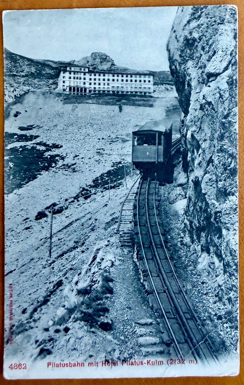 Cartoline postali: Pilatusbahn mit Hotel Pilatus 1906 – Usato da Lutry venduto da Ediego