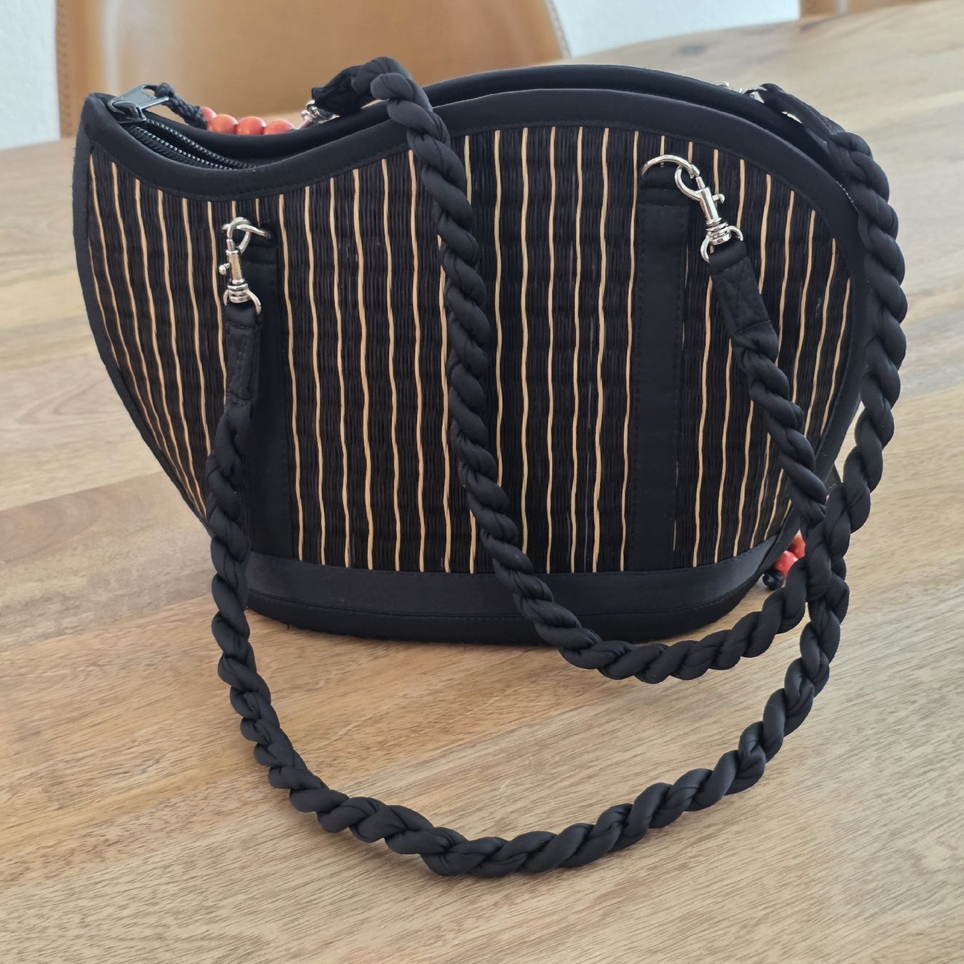 Borse da donna: Handtasche schwarz gestreift mit Perlen Neu – Nuovo (secondo la descrizione) da Rheinsulz venduto da Gilea 1