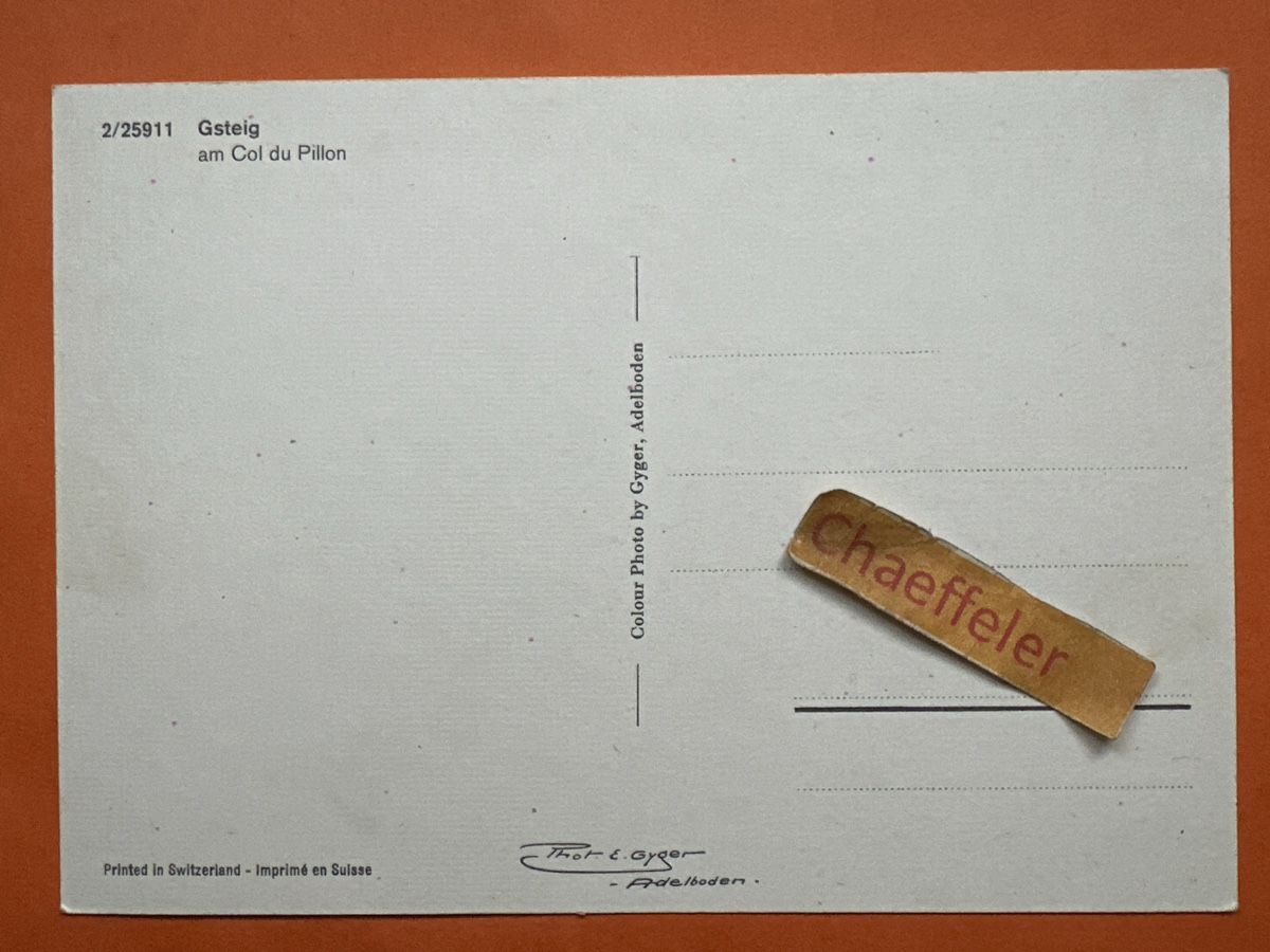 Cartoline postali: Vintage Postkarte Gsteig am COL du Pillon BE – Usato da Zürich venduto da Chaeffeler 1