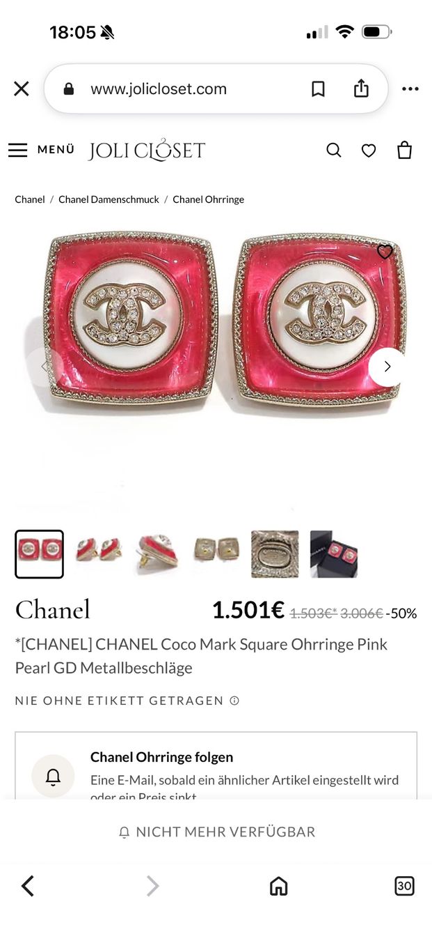 Chanel Orecchini pendenti & Orecchini a lobo: CHANEL Coco Mark Square Ohrringe Rot Pearl – Nuovo (secondo la descrizione) da Muri AG venduto da ReBoutique 7