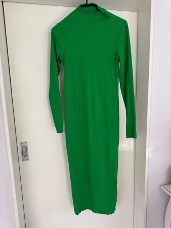 H&M Mama Green Ribbed Dress, size S, Long Sleeve, Cute!