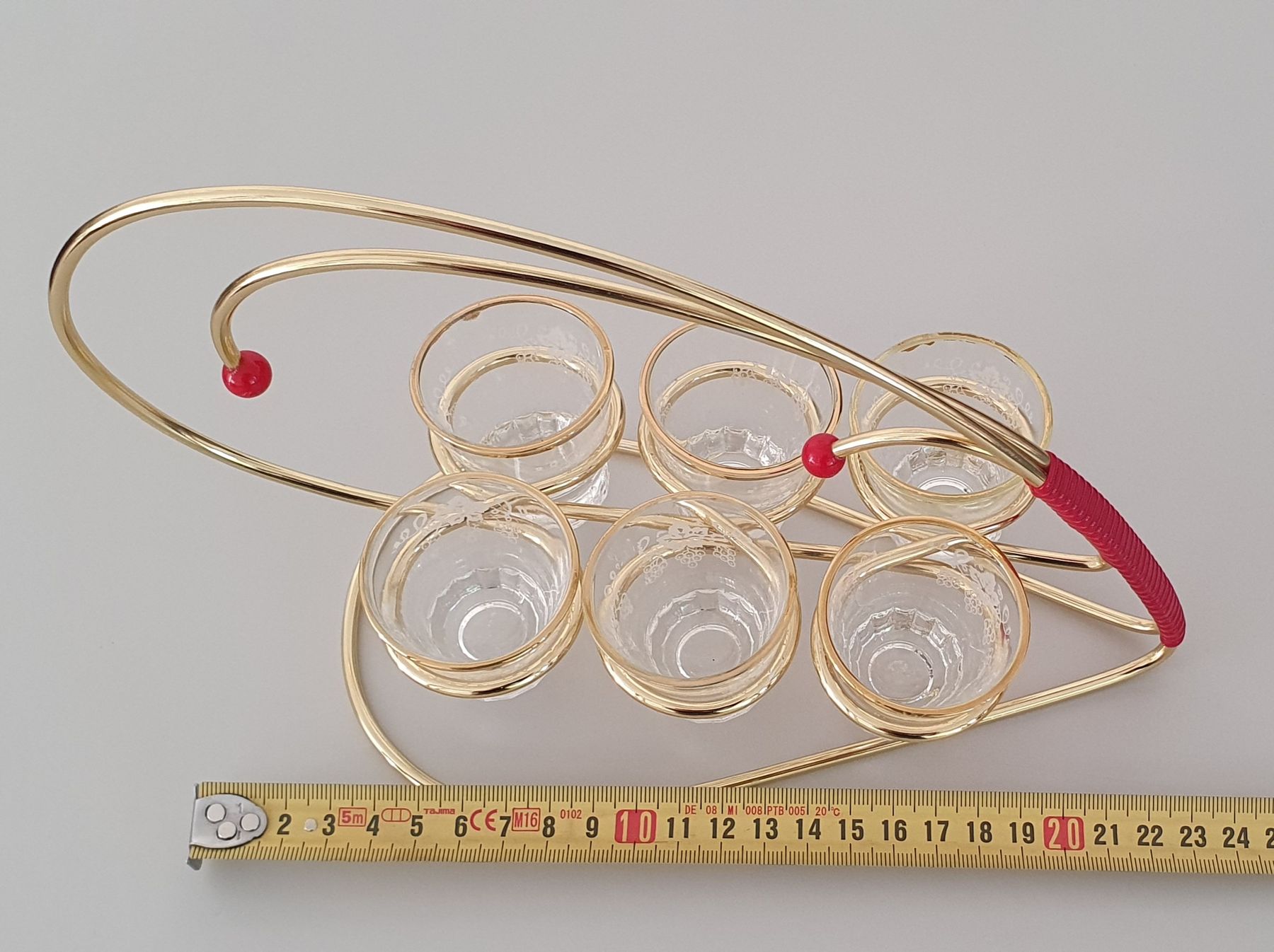Gläser: 6er Set Schnapsglas mit Halter Gold Deko Traubenrand – Gebraucht aus Kreuzlingen von Rschweiz1 5
