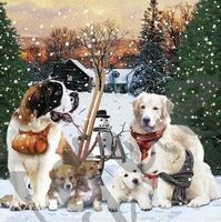 Serviette posing dogs (1553) 2Stk.