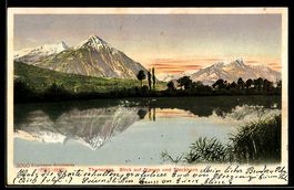 AK Thunersee, Blick auf Niesen und den Stockhorn in der Dämm