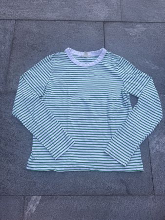 Gestreiftes Langarmshirt Weiss/Grün, Size XS/S