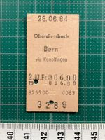 Oberdiessbach - Bern via Konolfingen, altes Bahn Billett SBB
