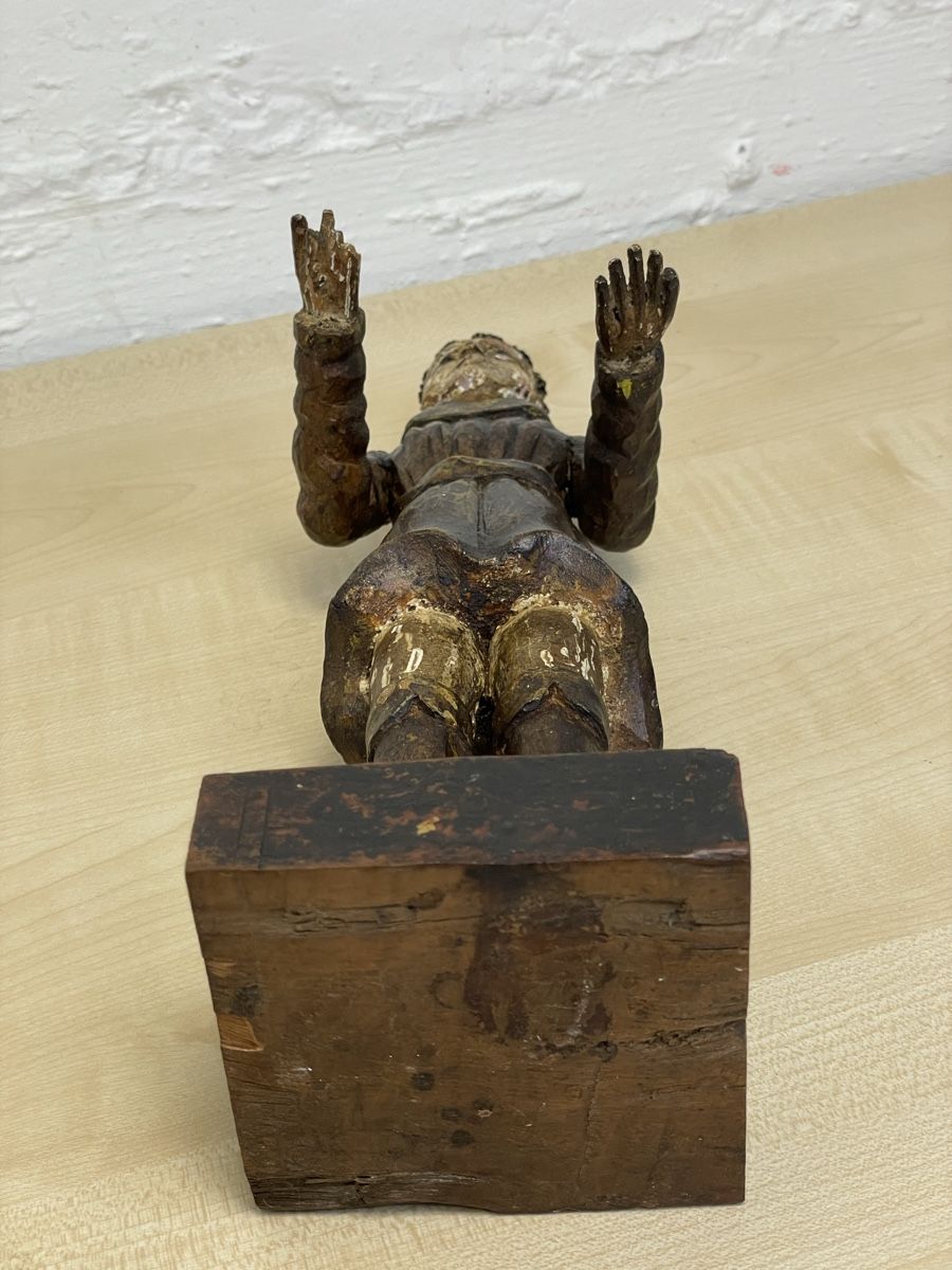 Sculture & Statue: Antike Holzfigur, Mönch, geschnitzt, bemalt, 30cm – Usato da Locarno venduto da Osvaldo61 7