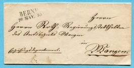 Umschlag von Berne nach Wangen 1833
