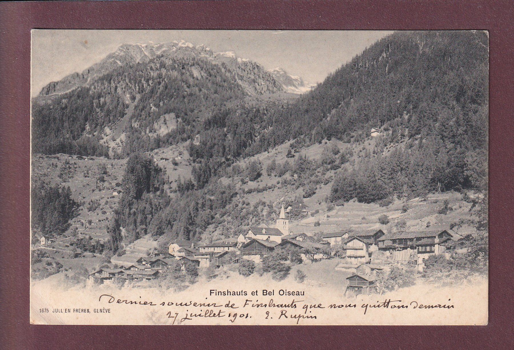 Cartoline postali: FINHAUT et Bel Oiseau - 1901 // pli d'angle // – Usato da Pully venduto da nicecards
