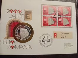Numisbrief mit Silbermedaille Retoromania