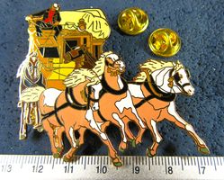 POSTKUTSCHE GOTTHARD 5spÀnner 2NÄGEL-PIN GROSSS 6x6cm ENAMEL