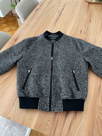 D&G Herren Bomberjacke Jacke Gr. 50 Tweed schwarz weiss
