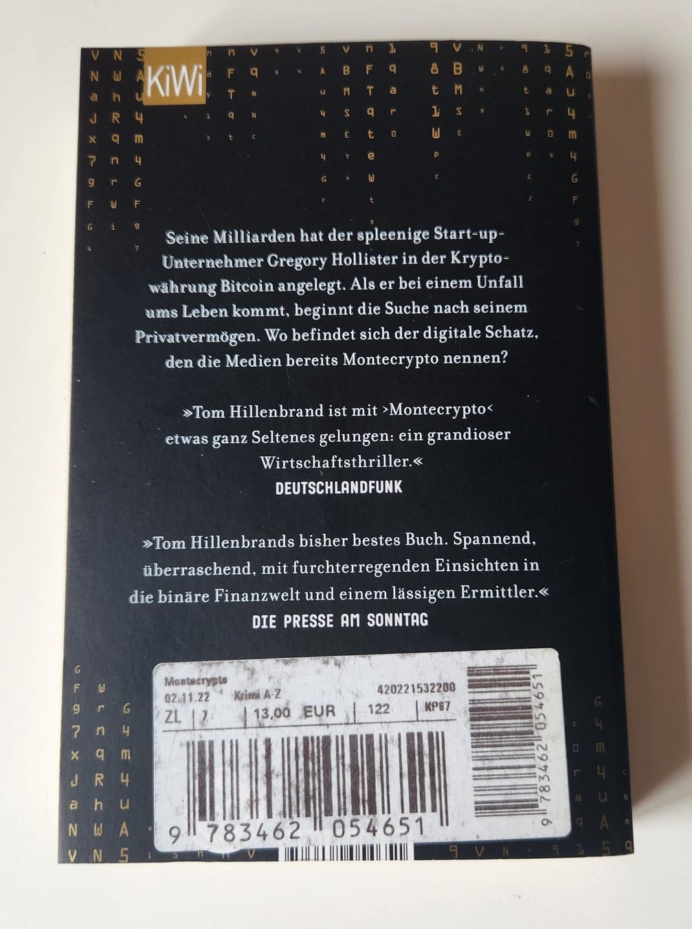 Libri: BUCH Montecrypto von Tom Hillenbrand – Usato da Frauenfeld venduto da Lunarlilac 1