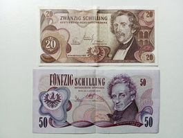 2 alte Banknoten aus Österreich