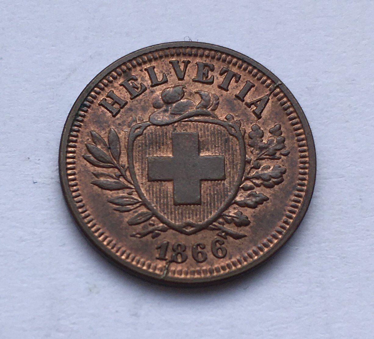 Tutti le monete: 1866 1 Rappen -unz – Nuovo (secondo la descrizione) da Kirchberg SG venduto da Helveticus00