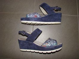 Gabor, sandale bleue / blaue Sandale (cuir / leder)