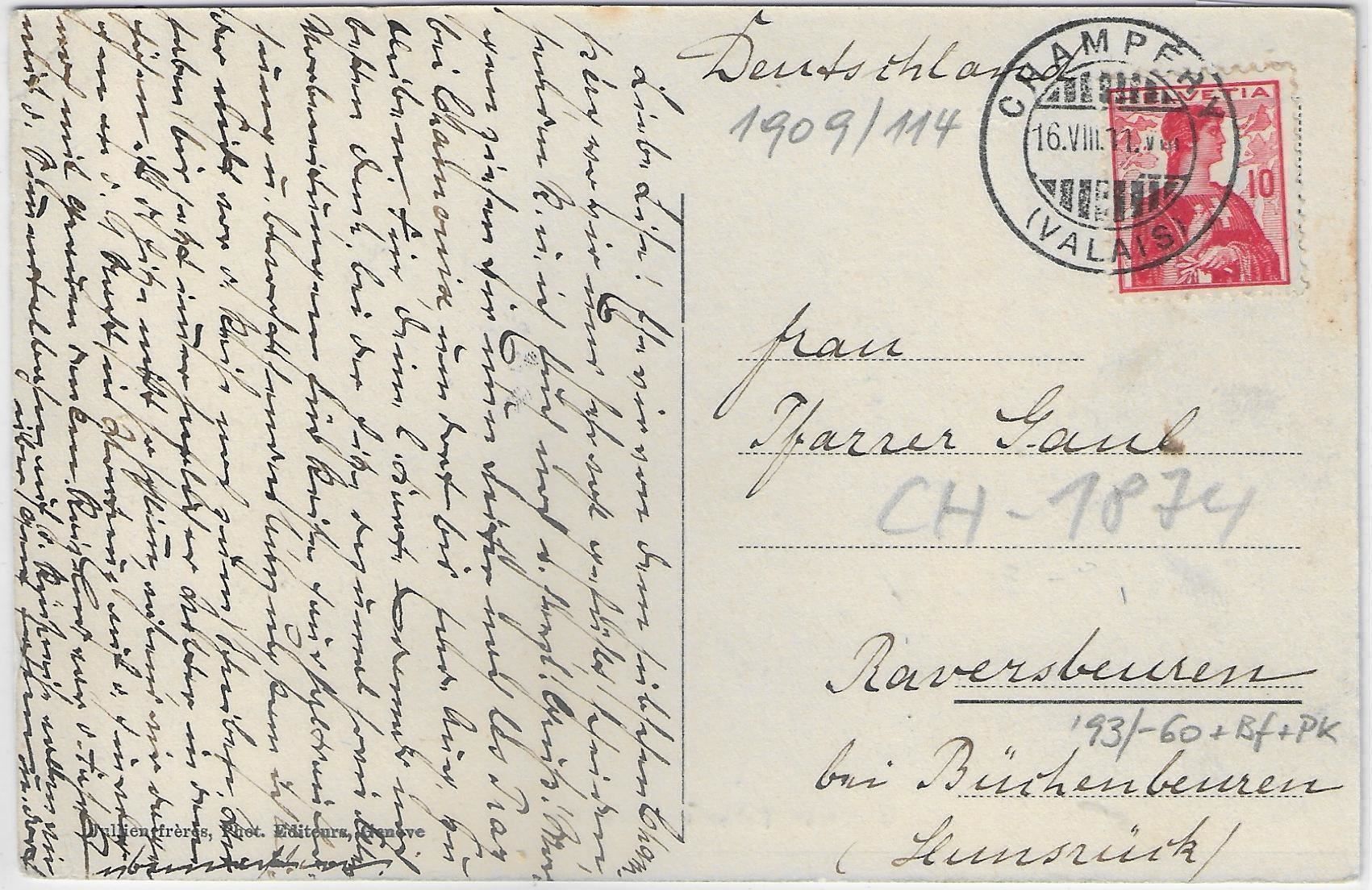 Cartes postales: Eglise de Champery VS - coloriert – D'occasion à Ettingen par Kartenplanet 1