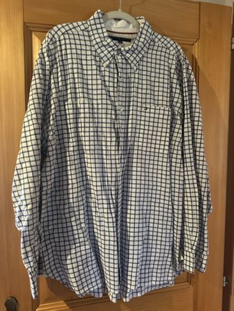 Herren Hemd Tommy Hilfiger kariert weiss blau XL