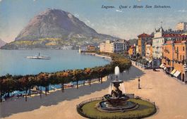 Lugano, Quai, Stempel Hotel Washington, gelaufen 1916
