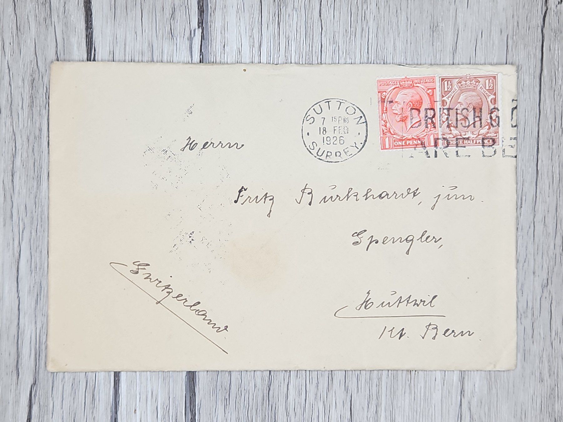 Alle Briefmarken: CL14 Enveloppe + Timbre Angleterre 1926 – Gebraucht aus Cousset von Patrick_Collections
