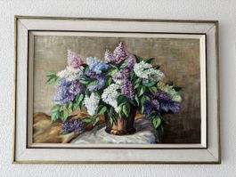 Blumenstillleben Gemälde, handsigniert, Top Zustand!