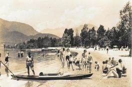 Vintage Fotoalbum, 1930er Jahre, Sommer am See, Schweiz