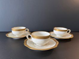 Elegante vintage Mokkatassen, 3 Stk. Goldrand, Top Zustand