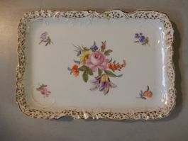 Elegante Nymphenburg Servierplatte mit Blumenmuster 22x15cm