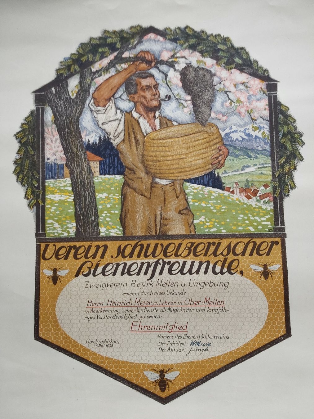 Grafica & Litografie: Verein Schweizerischer Bienefreunde Lithographie  – Usato da Steinach venduto da Chilli1957 1